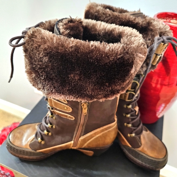 JAMBU JBU Adventure Designs Vegan Brown & Fur Zip Up Boots Women's Size 9M - Picture 10 of 10